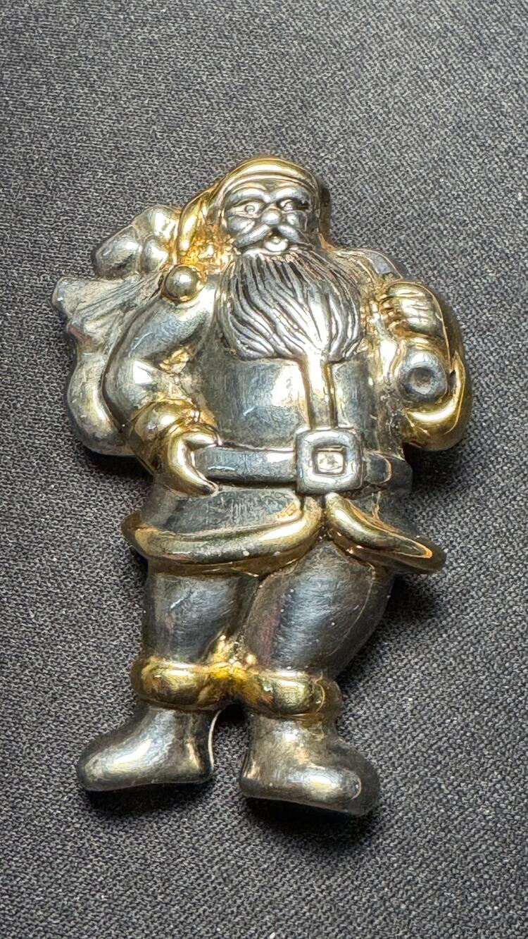 2in Silver & Gold Tone Santa Brooch